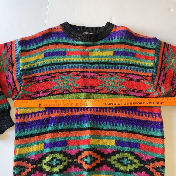 Studio Michelle Stuart Colorful Designs Wool Sweater Women Sz L Vtg Acrylic 90’s - Picture 7 of 10